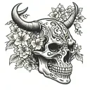 hot rod, bull skull, cherry blossoms tattoo design idea