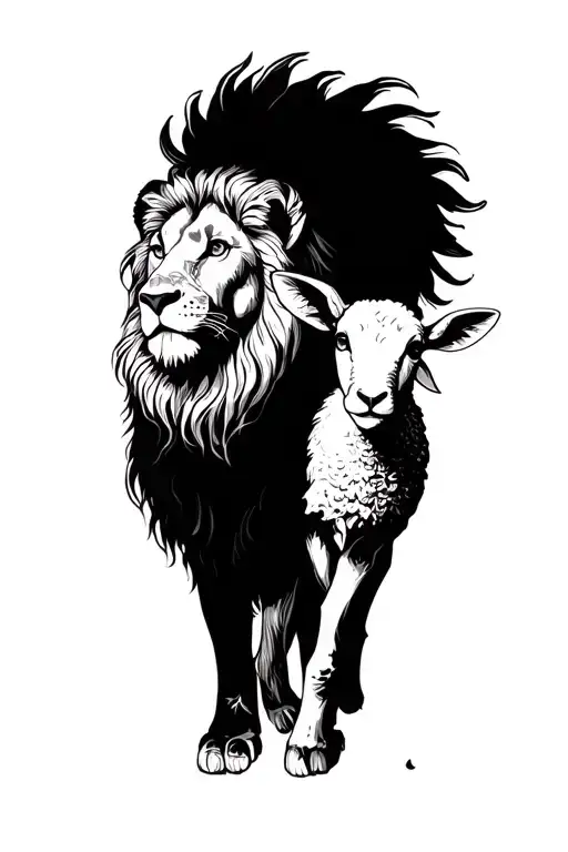 lion and lamb 3 crosses tattoo design idea