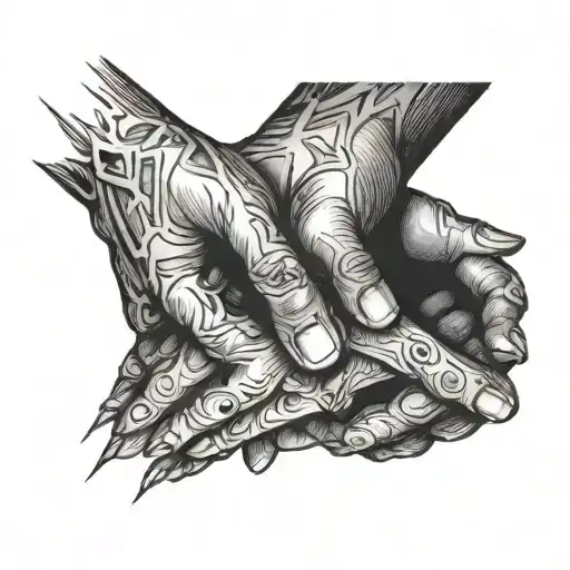 hands being pulled apart tattoo design idea