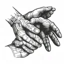 hands being pulled apart tattoo design idea