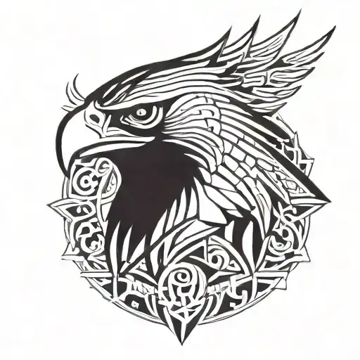 hawk head tattoo design idea