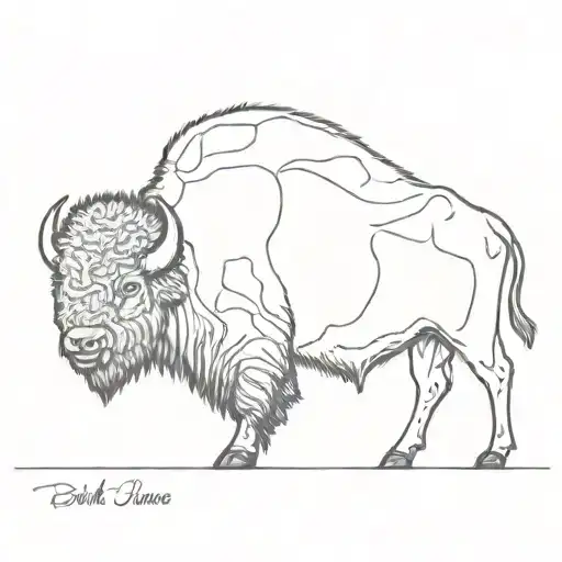 fine line buffalo tattoo design idea