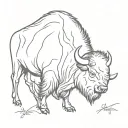 fine line buffalo tattoo design idea
