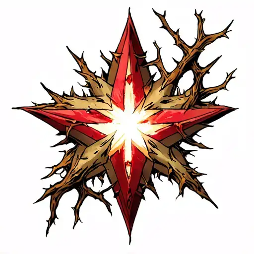 jojo birthmark star thats sewed into the skin with thorns tendrils and some lose ends  tattoo design idea