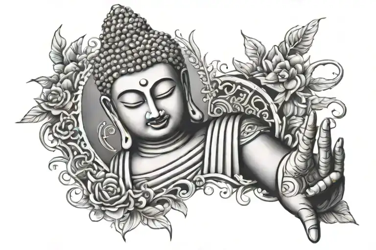 Buddha middle finger tattoo design idea