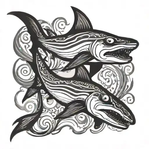 hammerhead shark pisces zodiac sign tattoo design idea