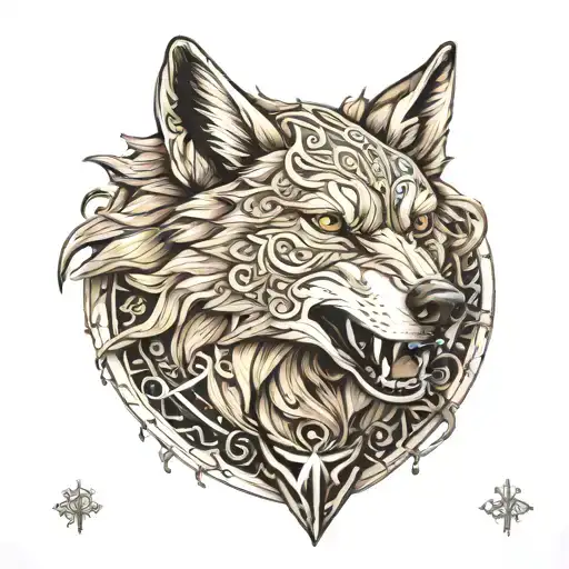 shield wolf tattoo design idea