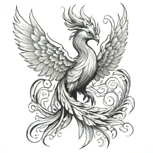 Feminine Phoenix tattoo design idea