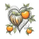 two  clementines overlapping in a heart shape tattoo design idea
