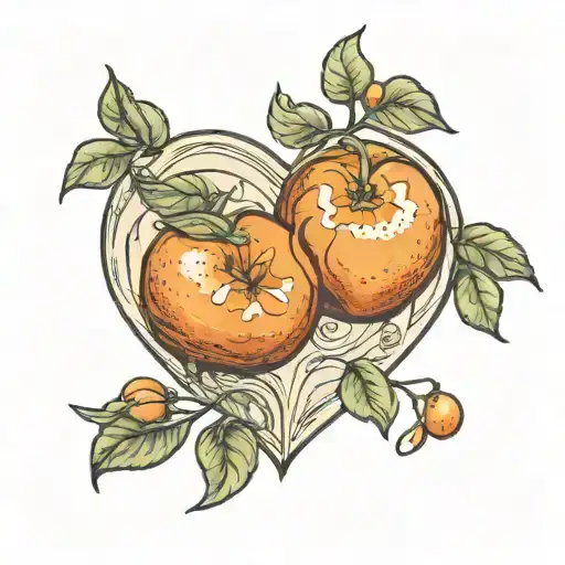 two  clementines overlapping in a heart shape tattoo design idea