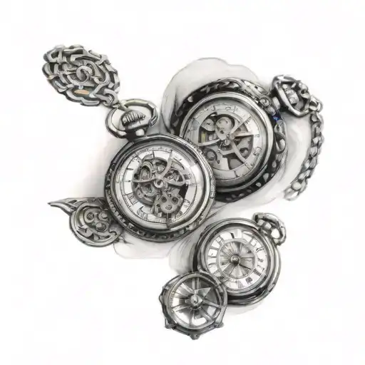 3 pocket watches surrounded tattoo design idea