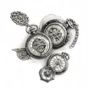 3 pocket watches surrounded tattoo design idea
