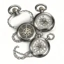 3 pocket watches surrounded tattoo design idea