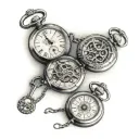 3 pocket watches surrounded tattoo design idea