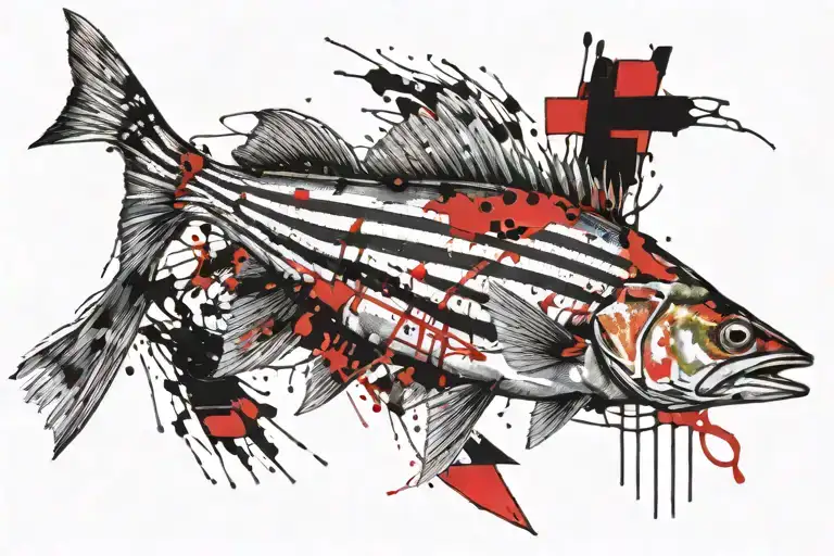 striped bass chasing menhaden tattoo design idea