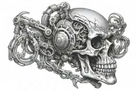 cyborg skeleton tattoo design idea