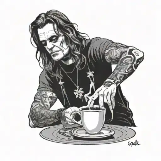 ozzy osbourne making coffee tattoo design idea