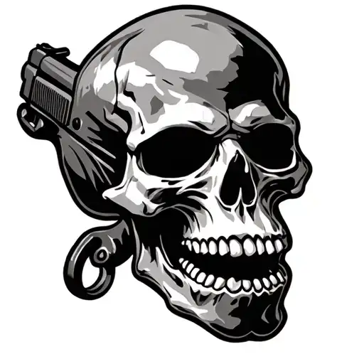 Tattoo skull with gun in mouth tattoo design idea