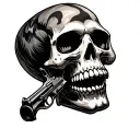 Tattoo skull with gun in mouth tattoo design idea