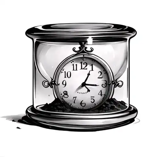 sand glass jar time clock tattoo design idea