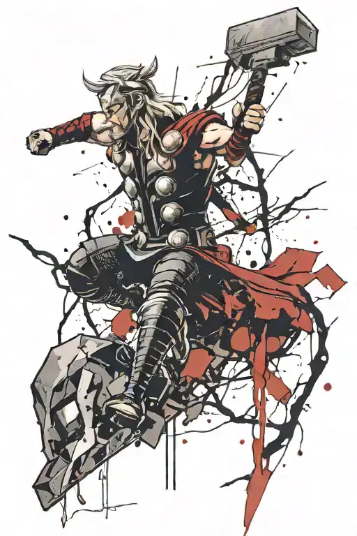 thor hammer and lightning tattoo design idea