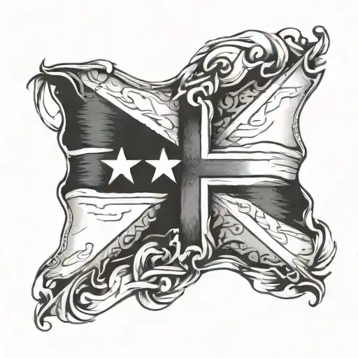 cross with Texas flag intertwined tattoo design idea