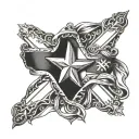 cross with Texas flag intertwined tattoo design idea