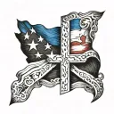 cross with Texas flag intertwined tattoo design idea