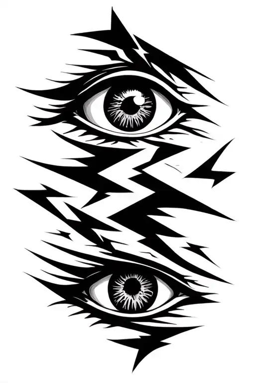 eye cluster and lightning bolts tattoo design idea