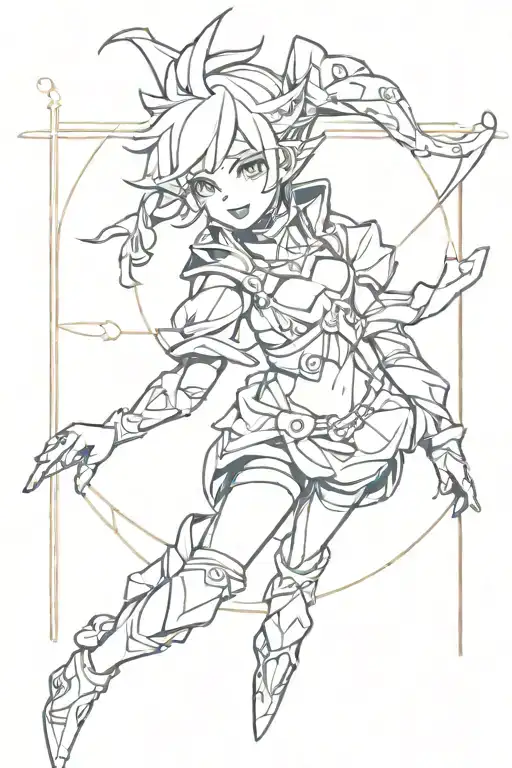 Harlequin from Genshin Impact tattoo design idea