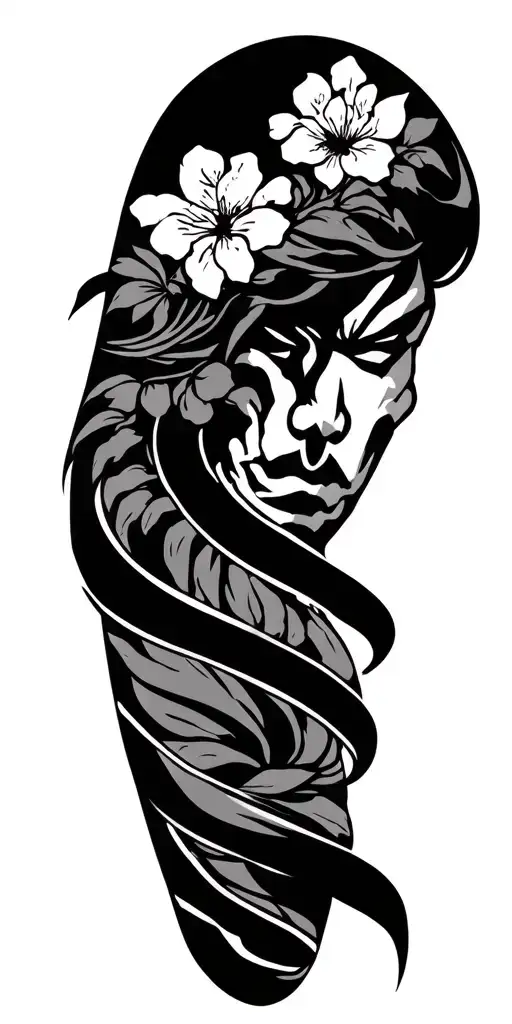 japanese and jamaica arm sleeve tattoo design idea