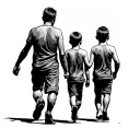 dad and 3 sons walking tattoo design idea