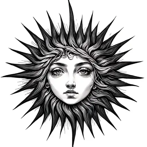 tangled sun with lines coming out  tattoo design idea