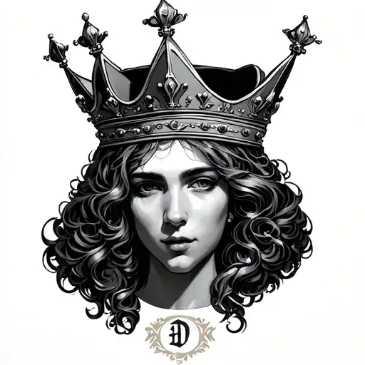 D With Crown tattoo design idea