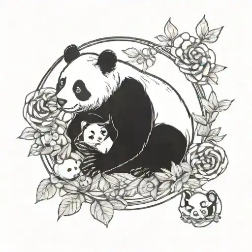 panda, frog and hamster eating tattoo design idea