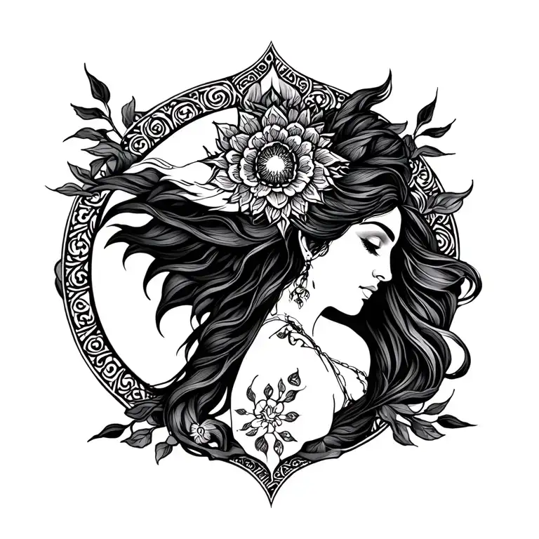 Zoroastrian tattoo for spine with Persian art, for women tattoo design idea