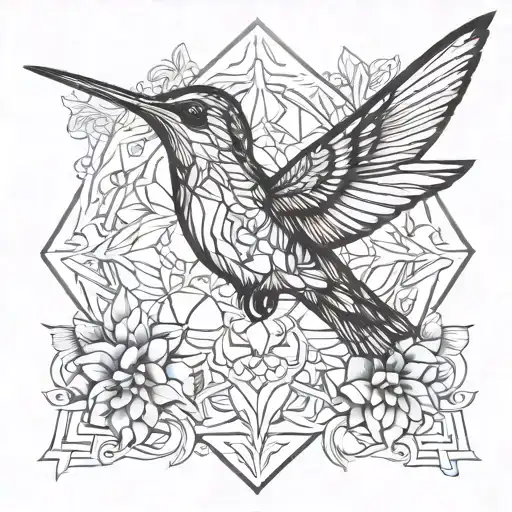 hummingbird mandala birth tattoo design idea