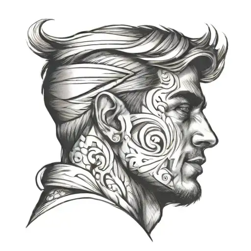 gay handsome man face tattoo design idea