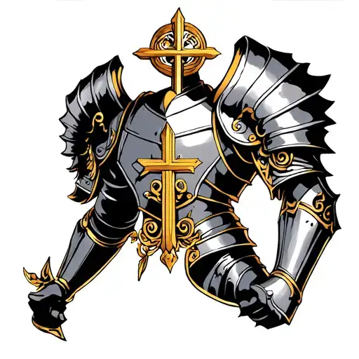 neo trad armor of God tattoo design idea