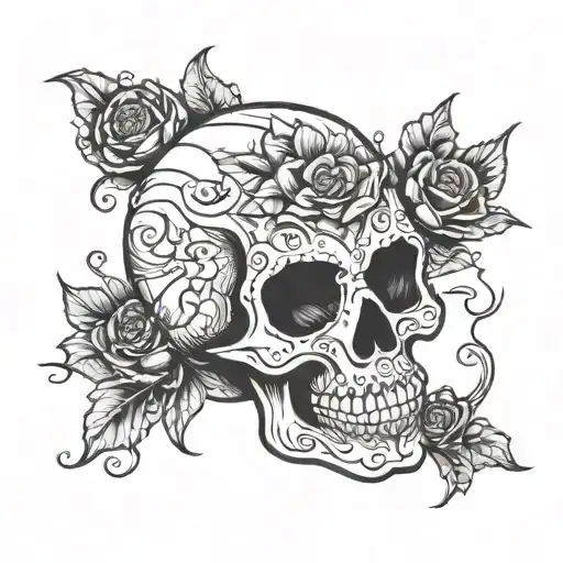 sugar skull made of jack o lantern shining light tattoo design idea