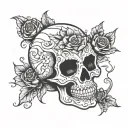 sugar skull made of jack o lantern shining light tattoo design idea