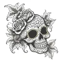 sugar skull made of jack o lantern shining light tattoo design idea