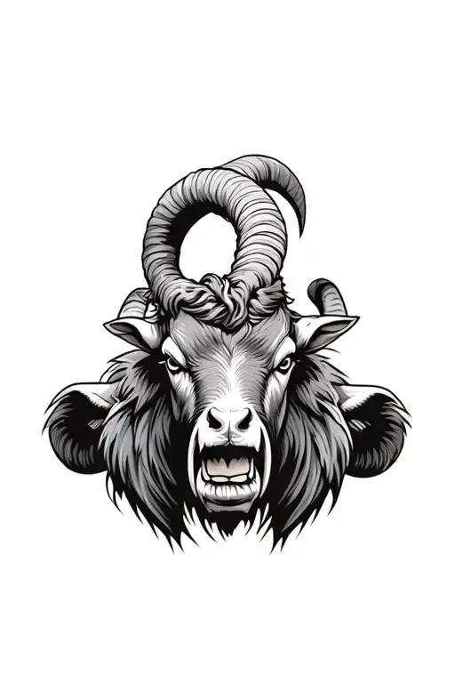 angry ram tattoo design idea