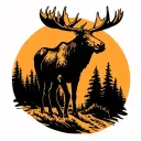 standing moose tattoo design idea