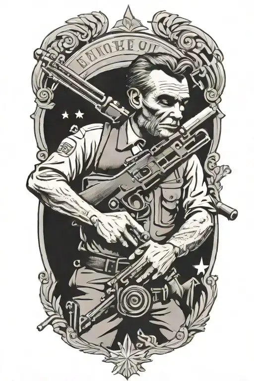 Historic tattoo with president lincoln president trump ww2 machine gunner  tattoo design idea
