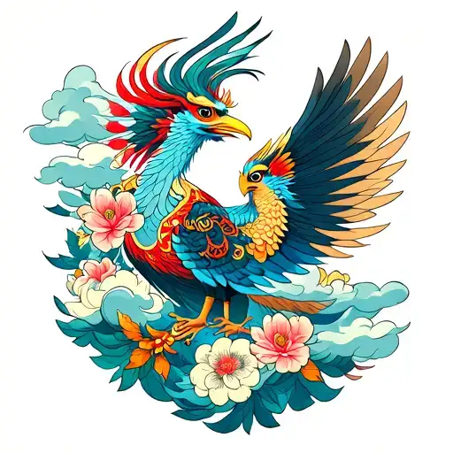 garuda god with clouds  flowers and tribal  designs  tattoo design idea