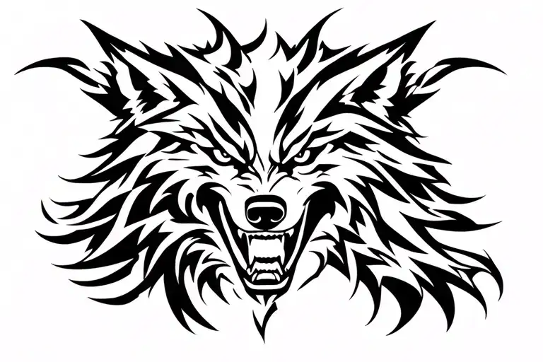 WOLF ANGRY AND SCARFACE tattoo design idea