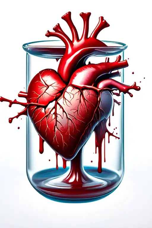 skin  being ripped away revealing an anatomically accurate bleeding heart with an hour glass stopp mid sand fall tattoo design idea