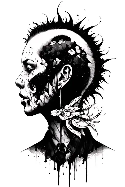 depression, anxiety, integrity, paradox, corporate punk tattoo design idea
