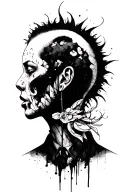 depression, anxiety, integrity, paradox, corporate punk tattoo design idea